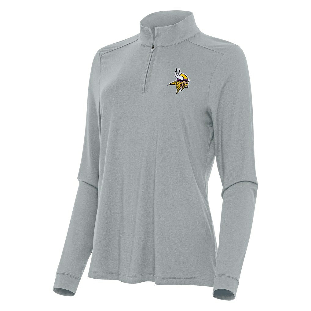 Minnesota Vikings Antigua Women's Intent Quarter-Zip Sweatshirt - Gray - NFL