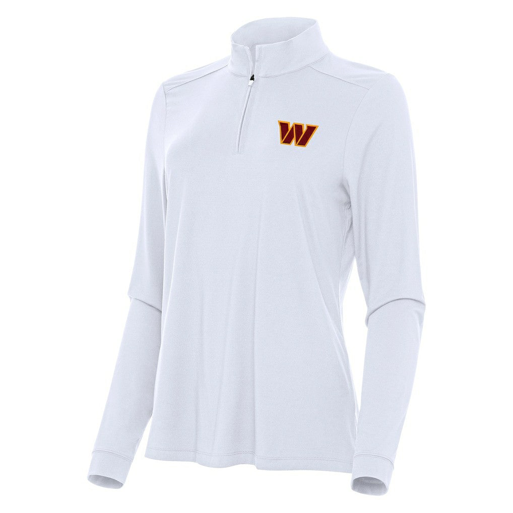 Washington Commanders Antigua Women's Intent Quarter-Zip Sweatshirt - White - NFL
