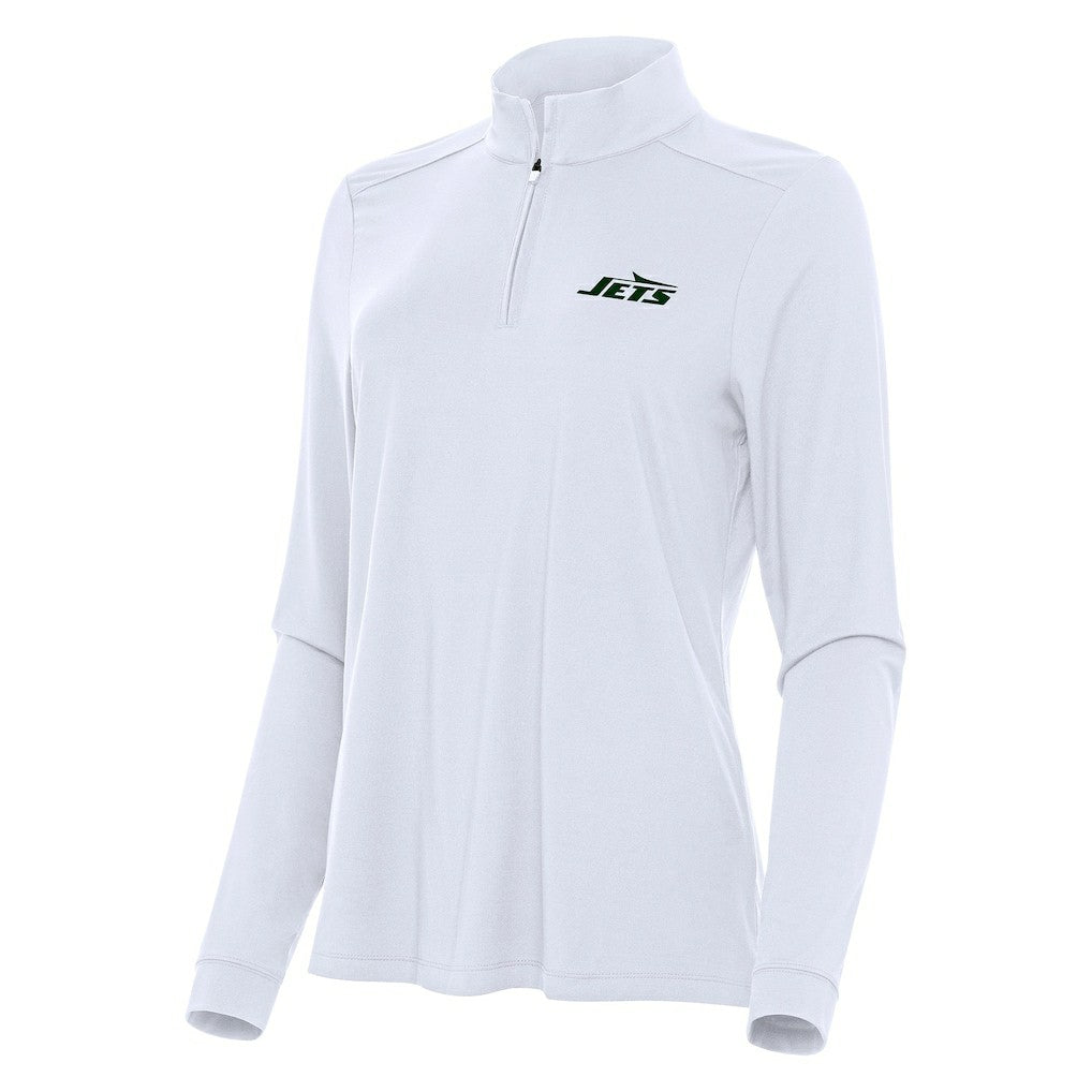 New York Jets Antigua Women's Intent Quarter-Zip Sweatshirt - White - NFL