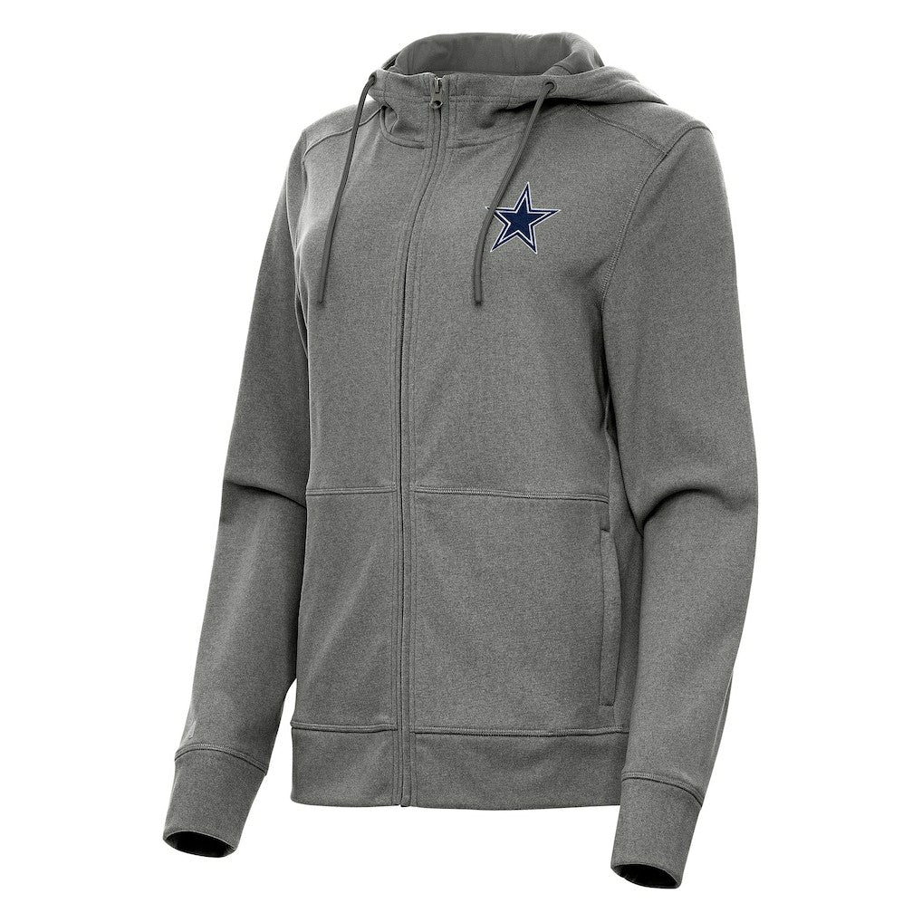 Dallas Cowboys Antigua Women's Seeker Full-Zip Hoodie Jacket - Heather Charcoal - NFL