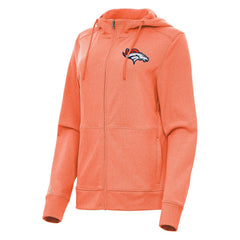 Denver Broncos Antigua Women's Seeker Full-Zip Hoodie Jacket - Heather Orange - NFL