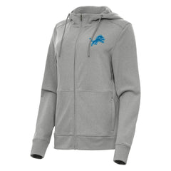 Detroit Lions Antigua Women's Seeker Full-Zip Hoodie Jacket - Heather Gray - NFL