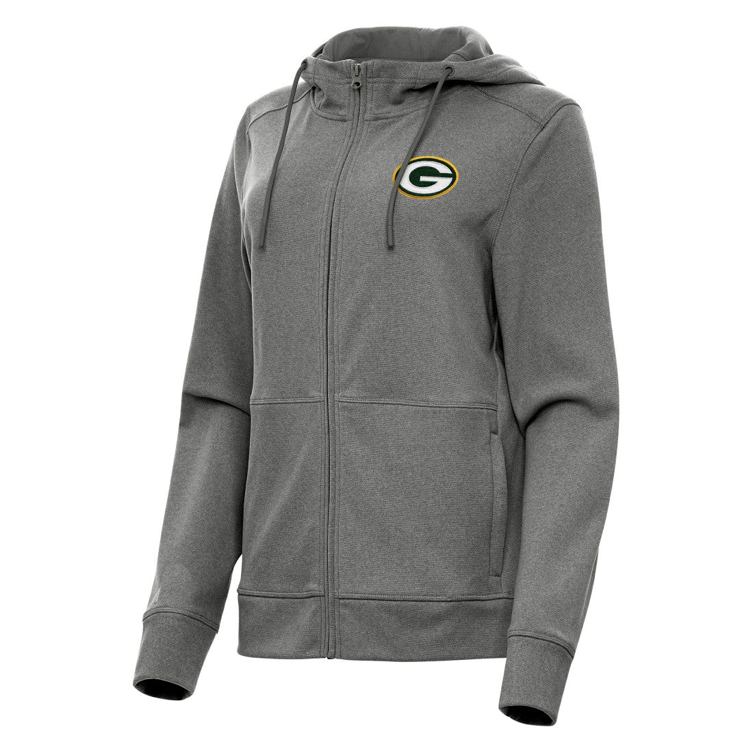 Green Bay Packers Antigua Women's Seeker Full-Zip Hoodie Jacket - Heather Charcoal - NFL