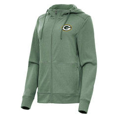 Green Bay Packers Antigua Women's Seeker Full-Zip Hoodie Jacket - Heather Green - NFL