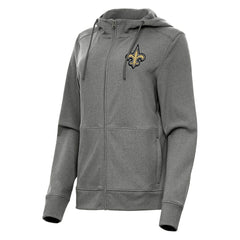 New Orleans Saints Antigua Women's Seeker Full-Zip Hoodie Jacket - Heather Charcoal - NFL