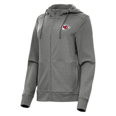 Kansas City Chiefs Antigua Women's Seeker Full-Zip Hoodie Jacket - Heather Charcoal - NFL