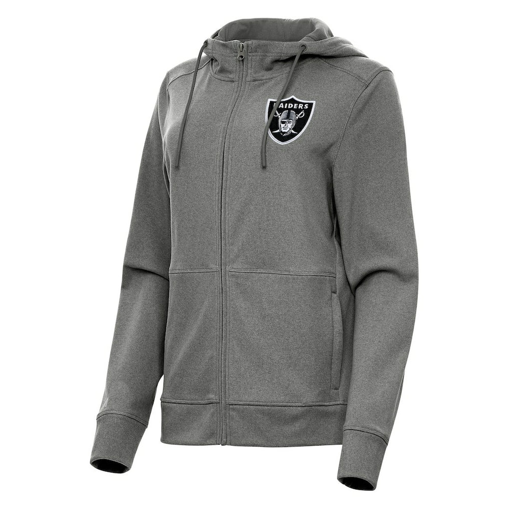 Las Vegas Raiders Antigua Women's Seeker Full-Zip Hoodie Jacket - Heather Charcoal - NFL