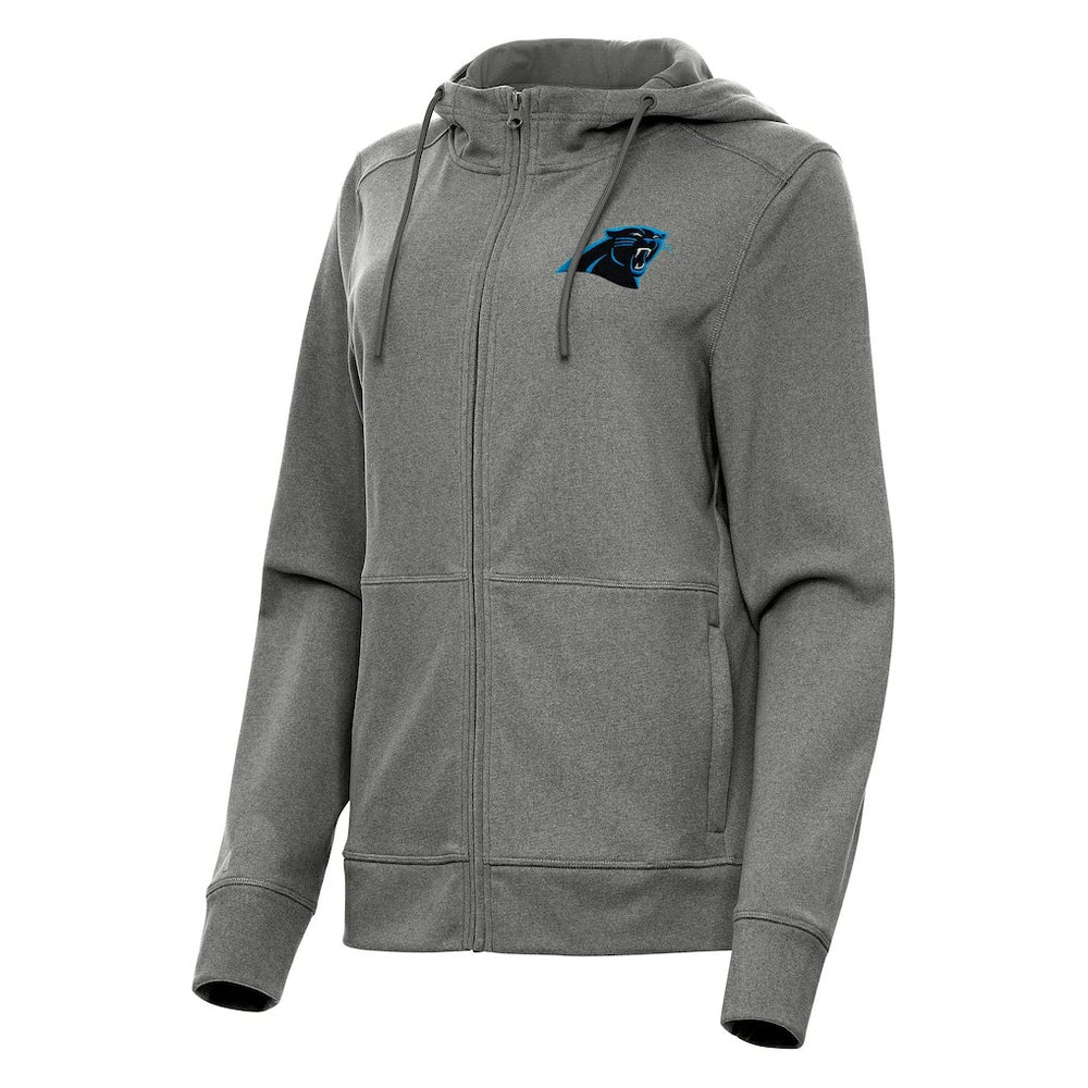 Carolina Panthers Antigua Women's Seeker Full-Zip Hoodie Jacket - Heather Charcoal - NFL