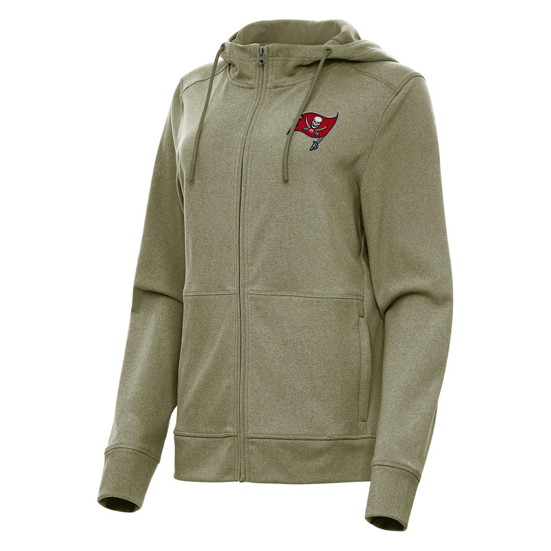 Tampa Bay Buccaneers Antigua Women's Seeker Full-Zip Hoodie Jacket - Heather Olive - NFL