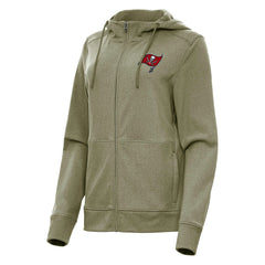 Tampa Bay Buccaneers Antigua Women's Seeker Full-Zip Hoodie Jacket - Heather Olive - NFL