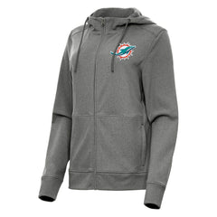 Miami Dolphins Antigua Women's Seeker Full-Zip Hoodie Jacket - Heather Charcoal - NFL