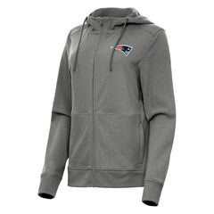 New England Patriots Antigua Women's Seeker Full-Zip Hoodie Jacket - Heather Charcoal - NFL