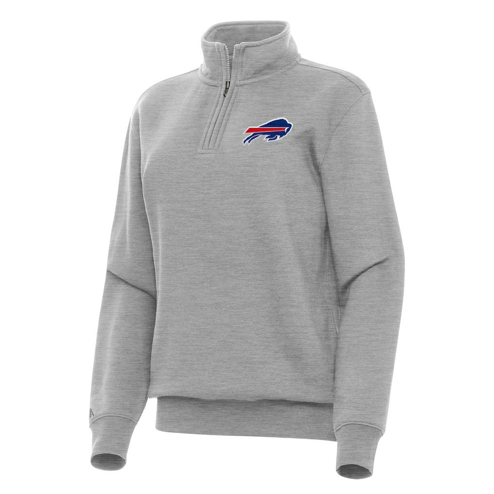 Buffalo Bills Antigua Women's Victory Quarter-Zip Top - Heather Gray - NFL