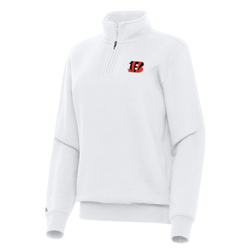 Cincinnati Bengals Antigua Women's Victory Quarter-Zip Top - White - NFL