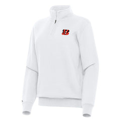 Cincinnati Bengals Antigua Women's Victory Quarter-Zip Top - White - NFL