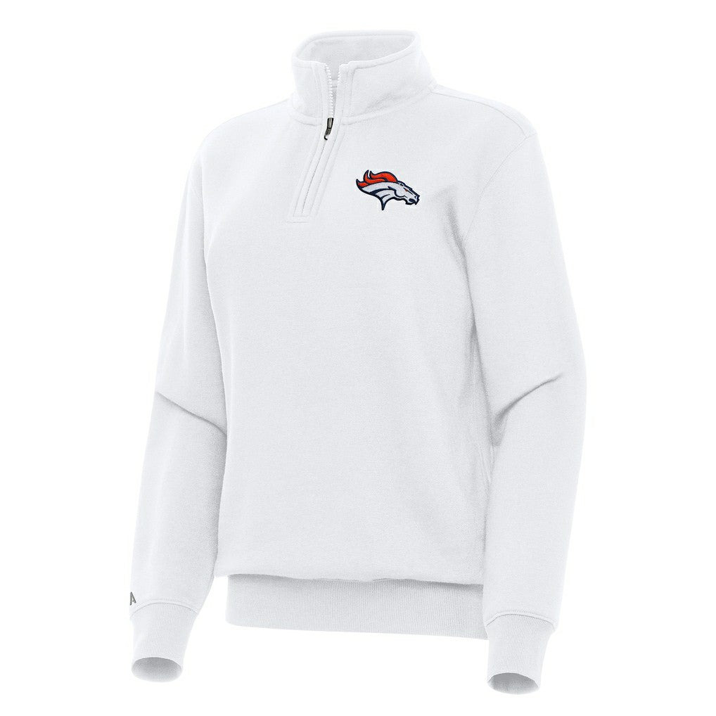 Denver Broncos Antigua Women's Victory Quarter-Zip Top - White - NFL