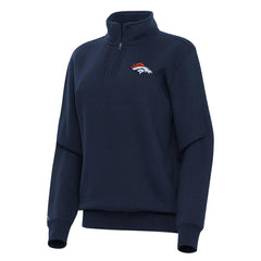 Denver Broncos Antigua Women's Victory Quarter-Zip Top - Navy - NFL