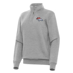Denver Broncos Antigua Women's Victory Quarter-Zip Top - Heather Gray - NFL