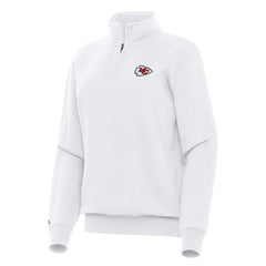 Kansas City Chiefs Antigua Women's Victory Quarter-Zip Top - White - NFL