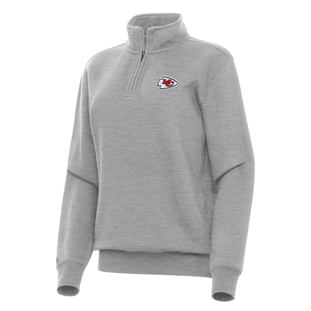 Kansas City Chiefs Antigua Women's Victory Quarter-Zip Top - Heather Gray - NFL