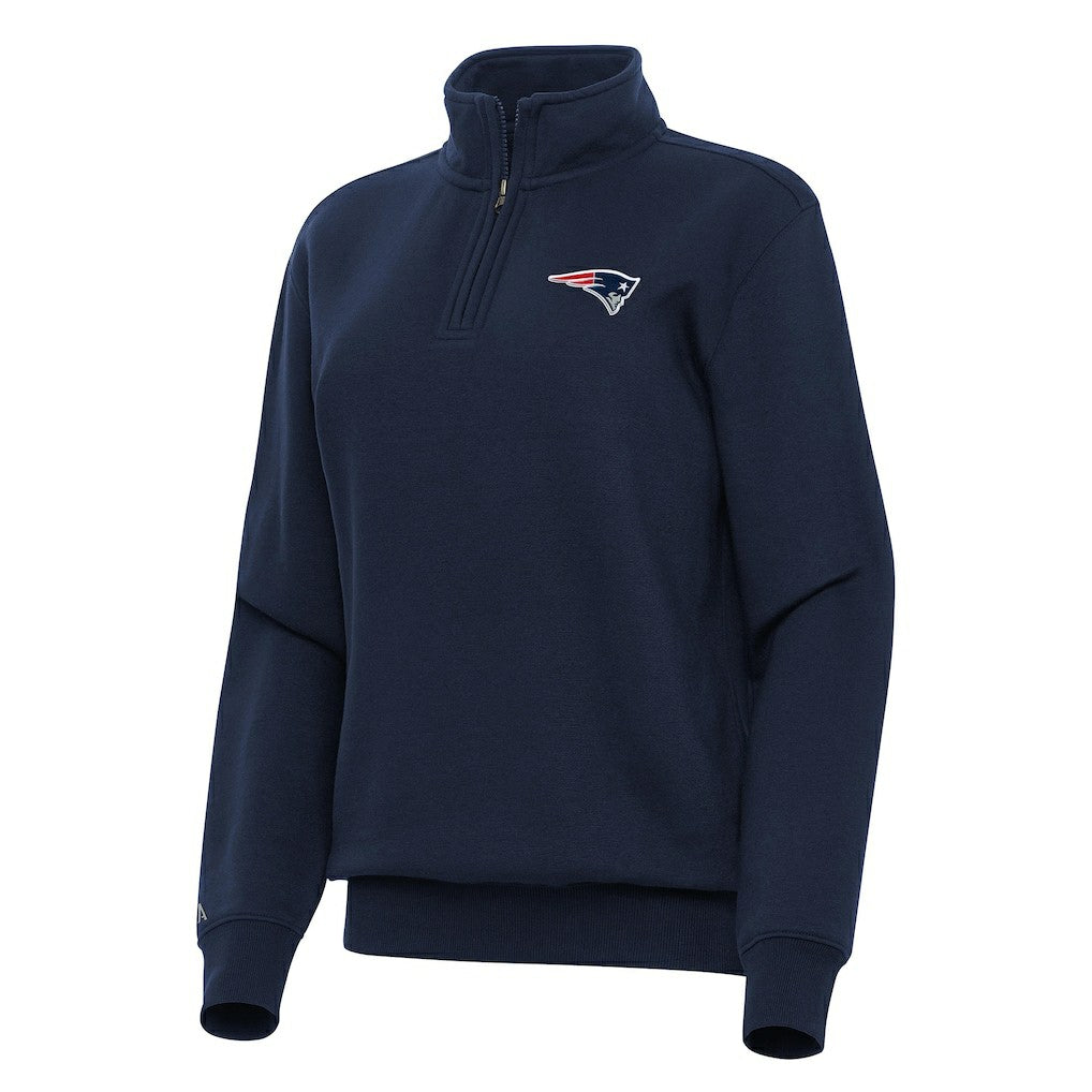 New England Patriots Antigua Women's Victory Quarter-Zip Top - Navy - NFL