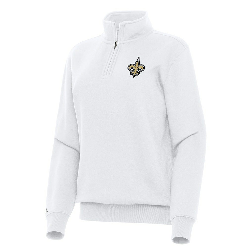New Orleans Saints Antigua Women's Victory Quarter-Zip Top - White - NFL