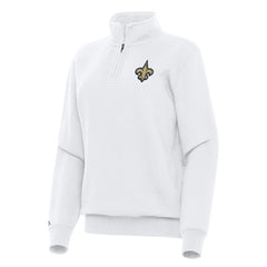 New Orleans Saints Antigua Women's Victory Quarter-Zip Top - White - NFL