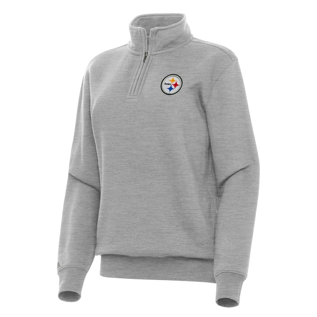 Pittsburgh Steelers Antigua Women's Victory Quarter-Zip Top - Heather Gray - NFL