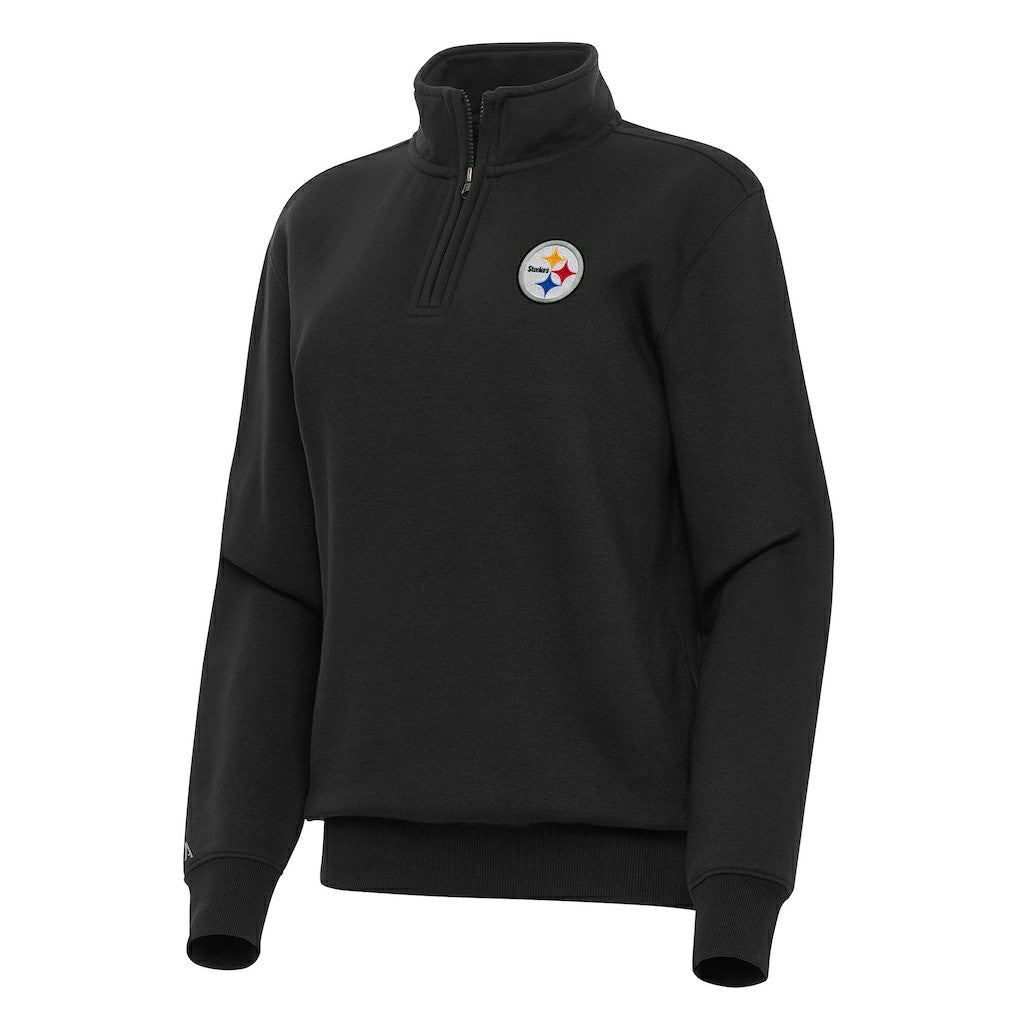 Pittsburgh Steelers Antigua Women's Victory Quarter-Zip Top - Black - NFL