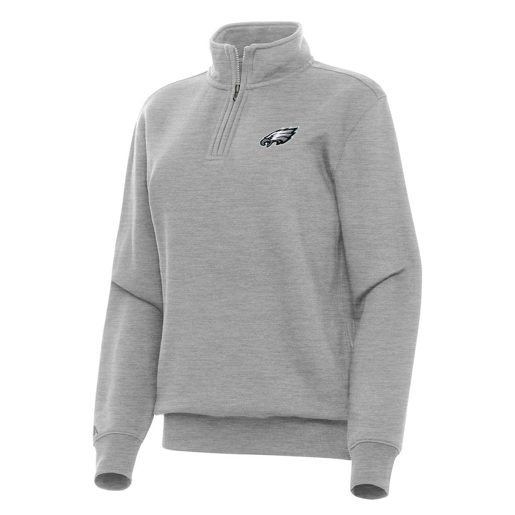 Philadelphia Eagles Antigua Women's Victory Quarter-Zip Top - Heather Gray - NFL