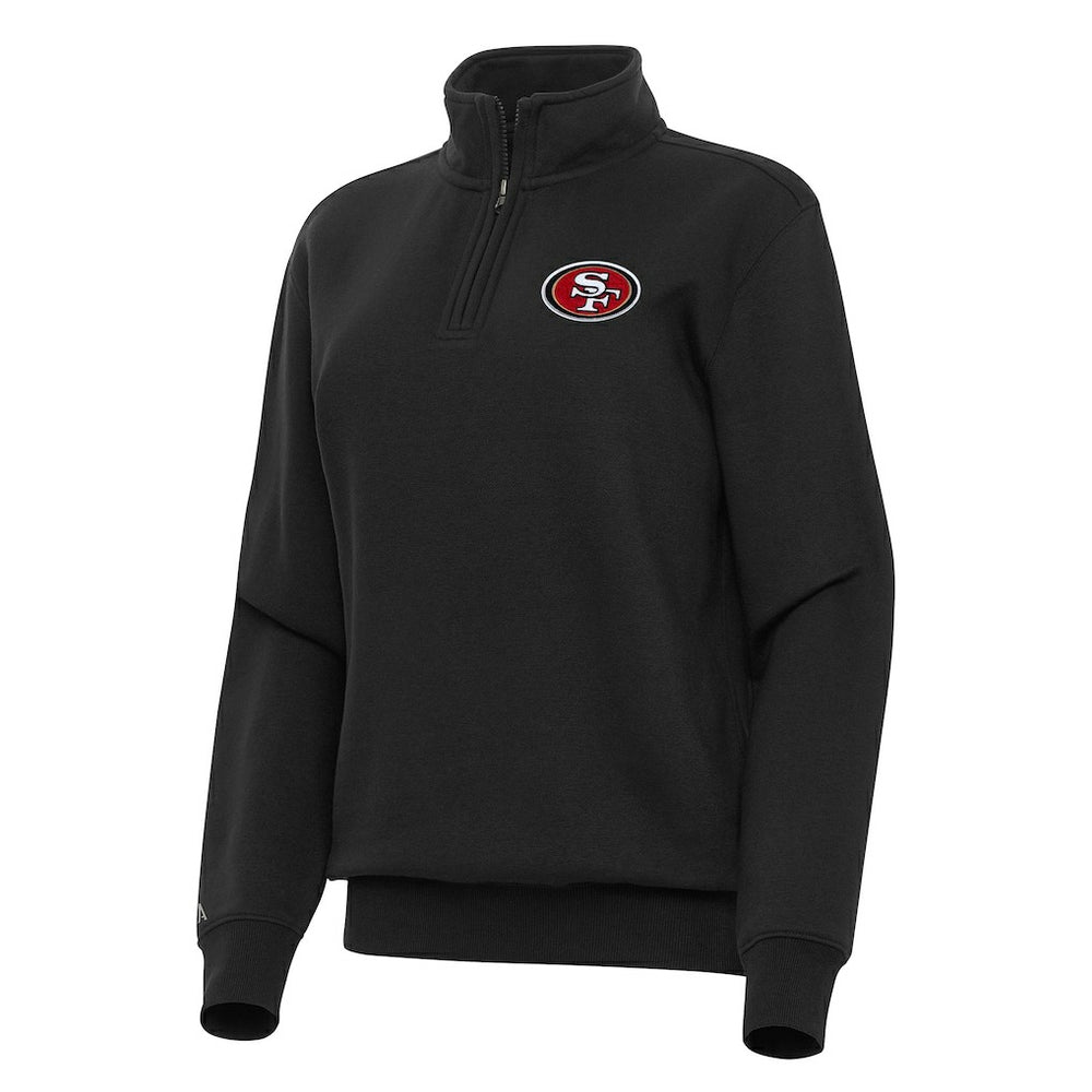 San Francisco 49ers Antigua Women's Victory Quarter-Zip Top - Black - NFL