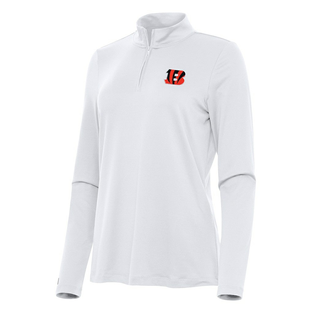 Cincinnati Bengals Antigua Women's Reprocess Quarter-Zip Top - White - NFL