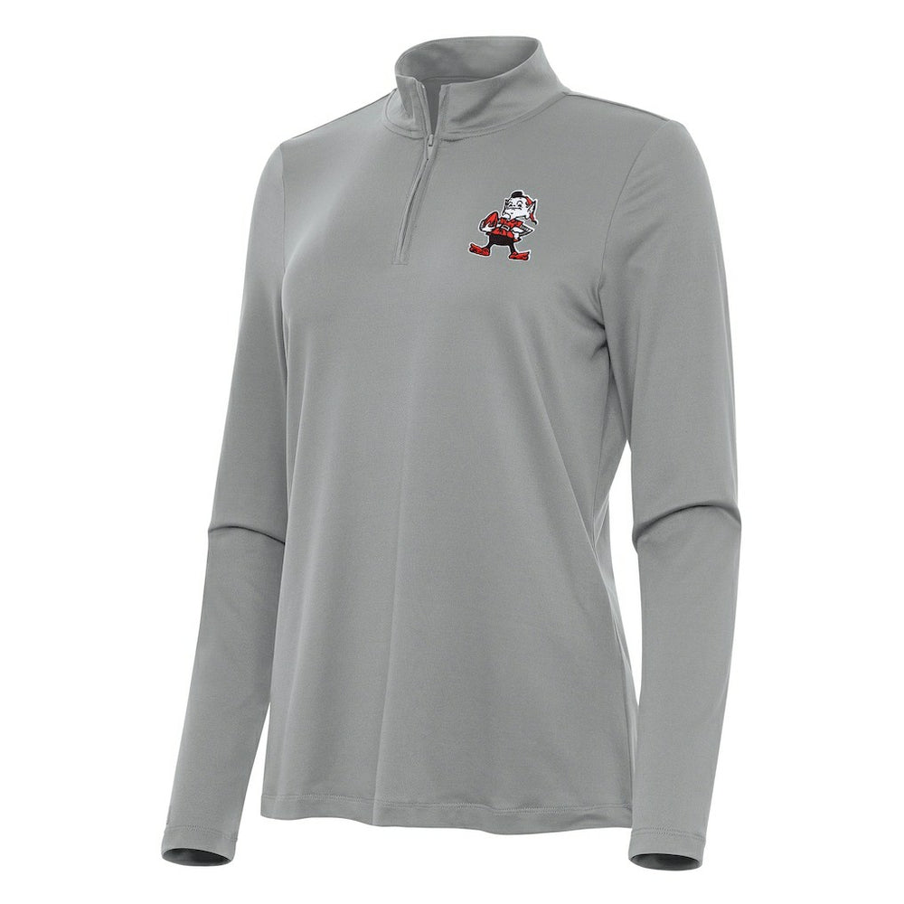 Cleveland Browns Antigua Women's Reprocess Quarter-Zip Top - Gray - NFL