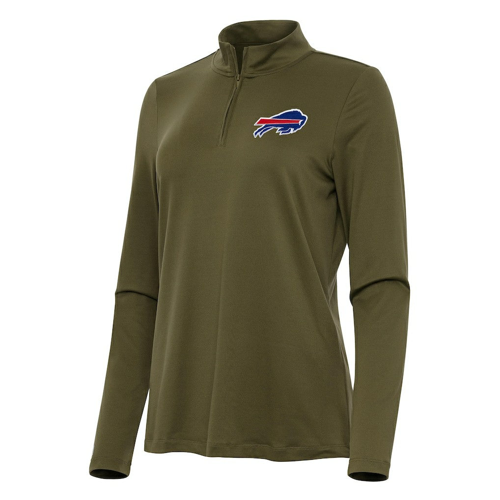 Buffalo Bills Antigua Women's Reprocess Quarter-Zip Top - Olive - NFL