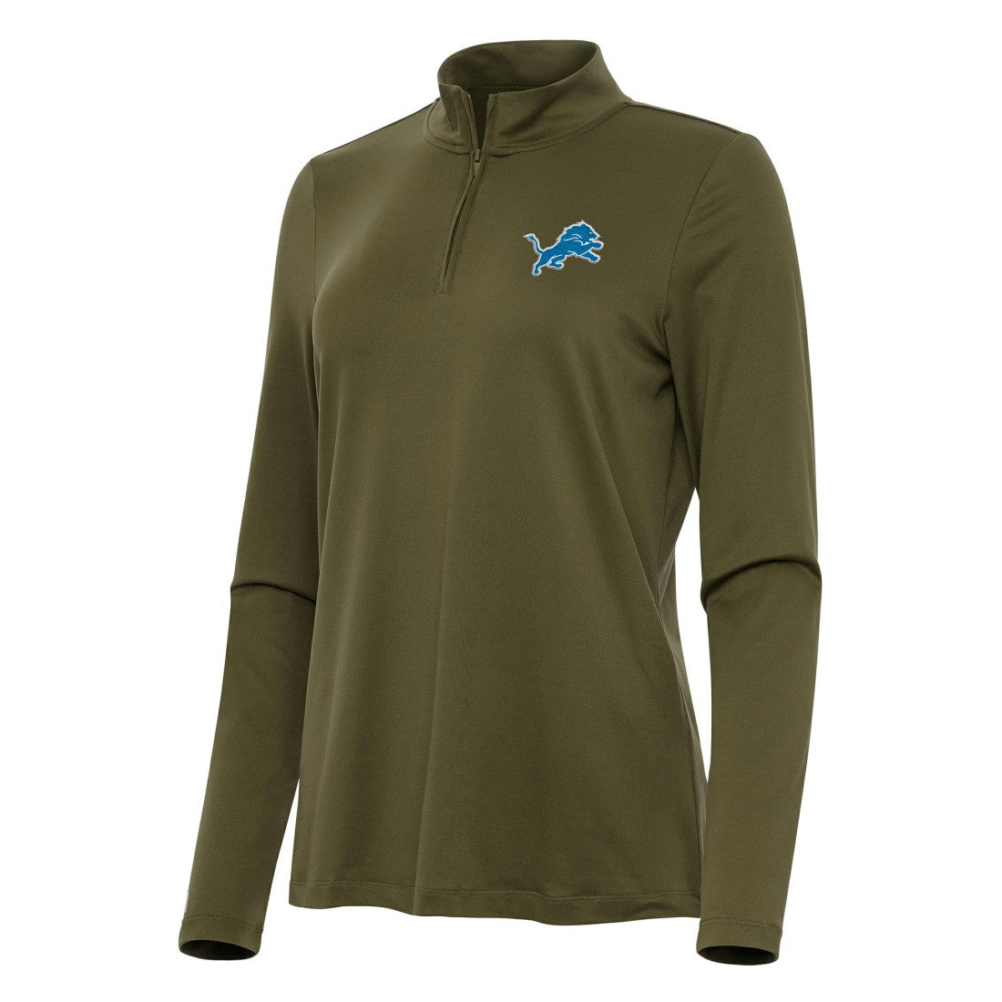 Detroit Lions Antigua Women's Reprocess Quarter-Zip Top - Olive - NFL