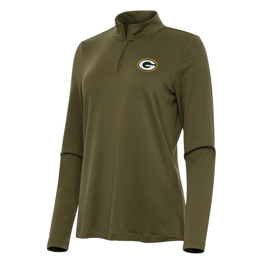 Green Bay Packers Antigua Women's Reprocess Quarter-Zip Top - Olive - NFL