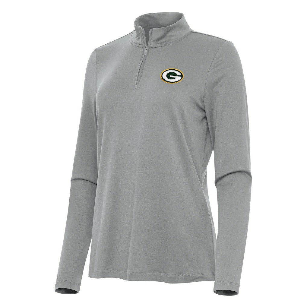 Green Bay Packers Antigua Women's Reprocess Quarter-Zip Top - Gray - NFL