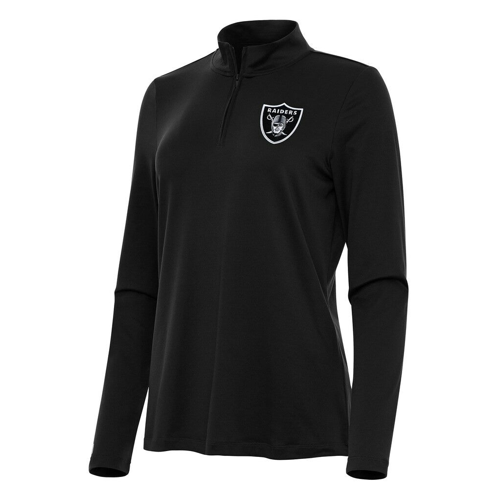 Las Vegas Raiders Antigua Women's Reprocess Quarter-Zip Top - Black - NFL
