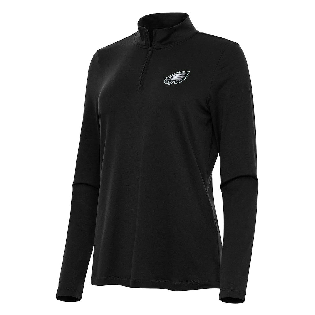 Philadelphia Eagles Antigua Women's Reprocess Quarter-Zip Top - Black - NFL