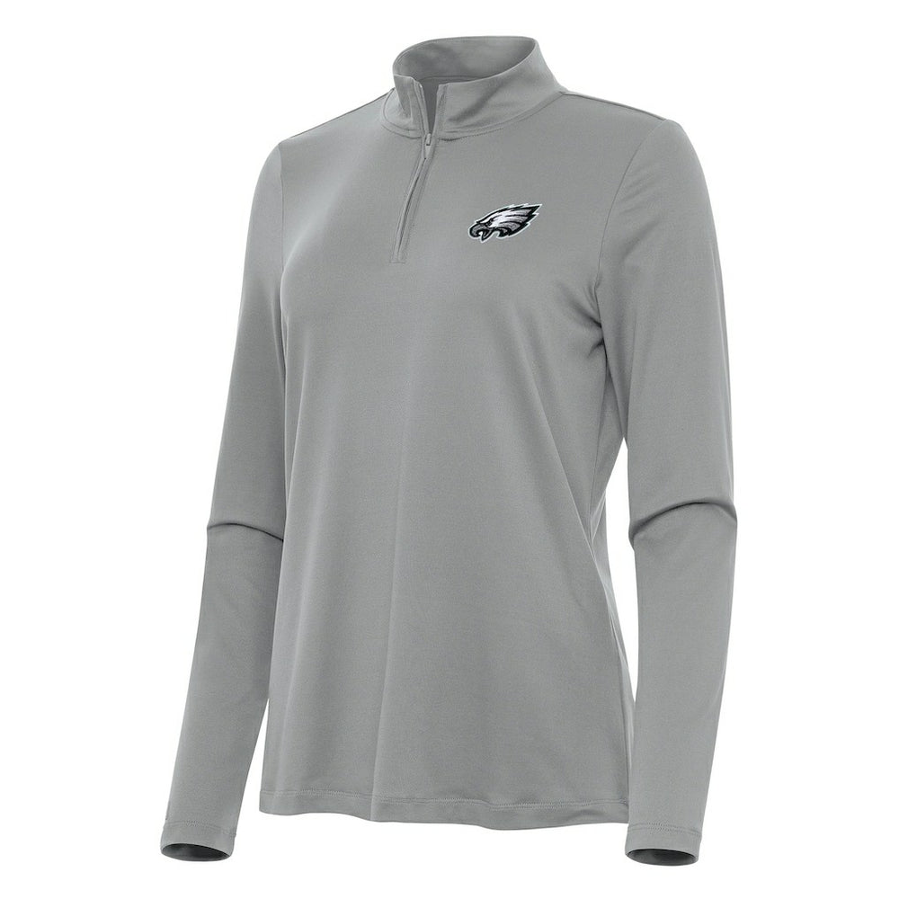 Philadelphia Eagles Antigua Women's Reprocess Quarter-Zip Top - Gray - NFL