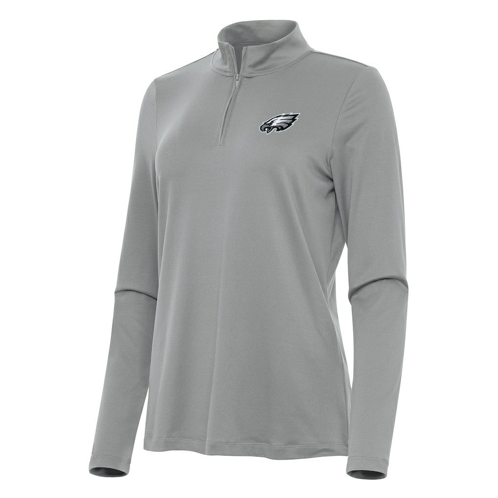 Philadelphia Eagles Antigua Women's Reprocess Quarter-Zip Top - Gray - NFL