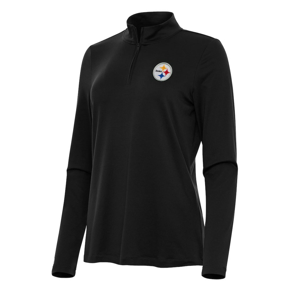 Pittsburgh Steelers Antigua Women's Reprocess Quarter-Zip Top - Black - NFL