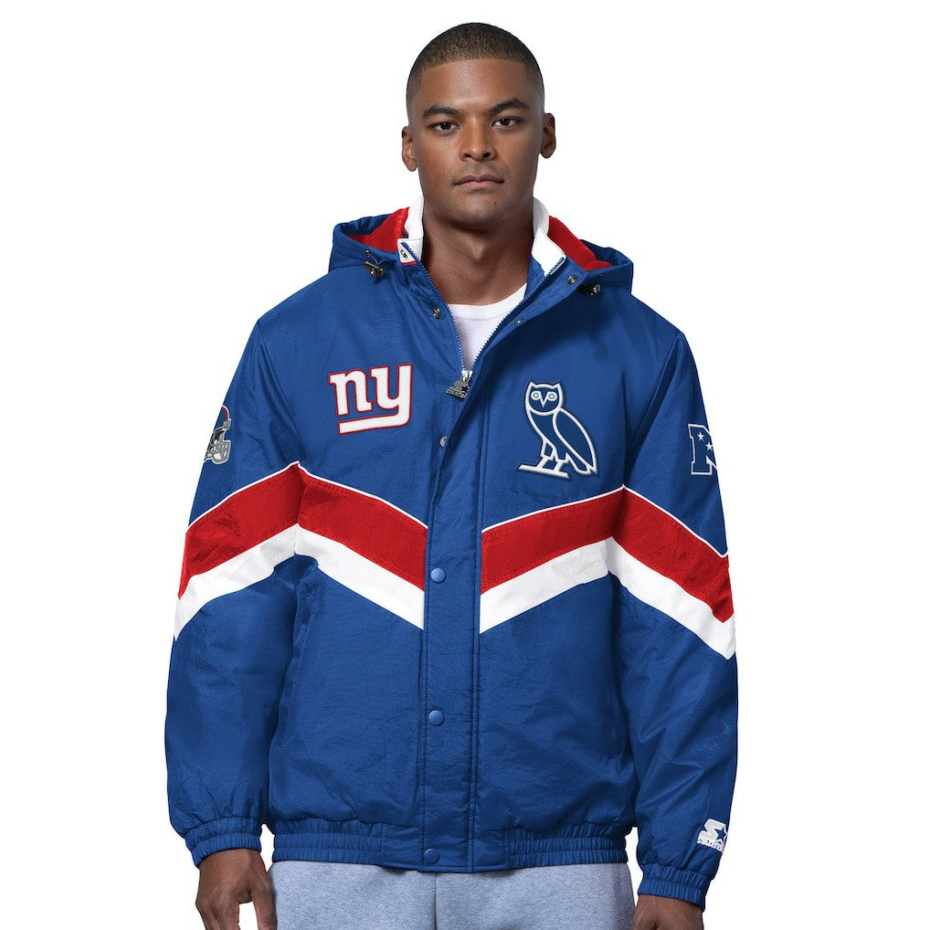 New York Giants OVO x Starter Sideline Full-Snap Puffer Jacket - Royal - NFL