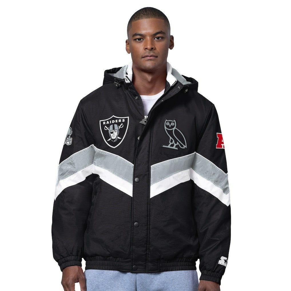 Las Vegas Raiders OVO x Starter Sideline Full-Snap Puffer Jacket - Black - NFL