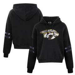 Nashville Predators Cuce Women's Sequin Cropped Pullover Hoodie - Black | NHL discount