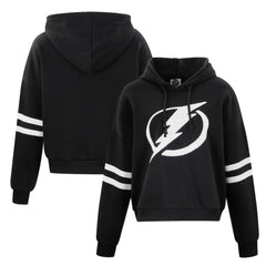Tampa Bay Lightning Cuce Women's Sequin Cropped Pullover Hoodie - Black | NHL Lifestyle