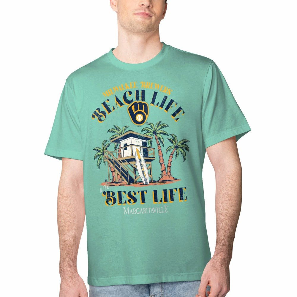 Milwaukee Brewers Margaritaville Beach Hut Graphic T-Shirt Sale