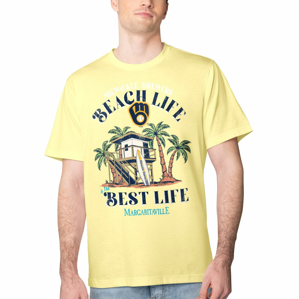 Milwaukee Brewers Margaritaville Beach Hut Graphic T-Shirt for sale