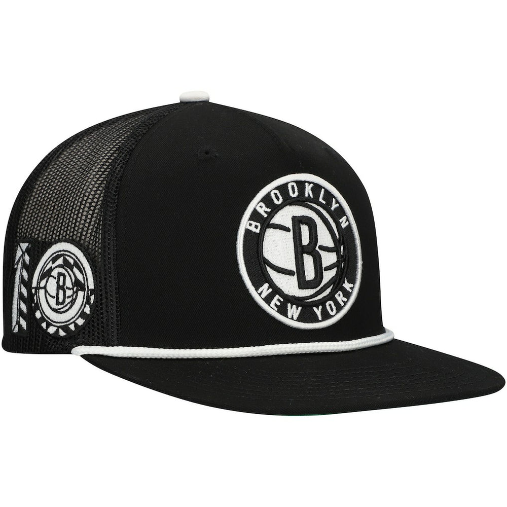 Mitchell & Ness Brooklyn Nets Roper Trucker Snapback Hat Black