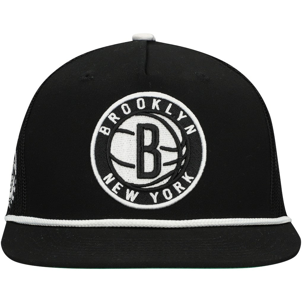 Mitchell & Ness Brooklyn Nets Roper Trucker Snapback Hat Black